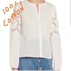 Maje - Lilyrose Crochet-Trimmed Cotton Blouse - Designer Size 1 - NET-A-PORTER